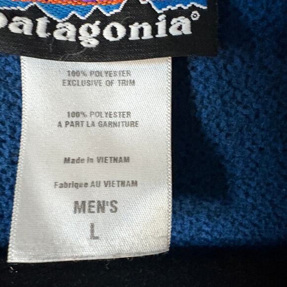 Patagonia Men's Large Pique Knit Fleece Jacket Navy GORPCORE - Picture 2 of 5
